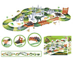 A dinosaur track racing toy suitable for children aged 3-5, creating a dinosaur world road race with a flexible track toy set