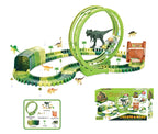 A dinosaur track racing toy suitable for children aged 3-5, creating a dinosaur world road race with a flexible track toy set