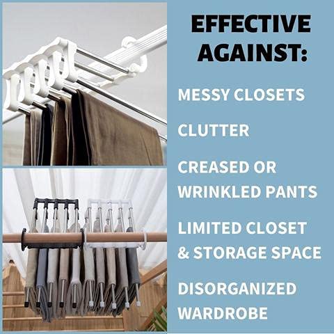 5 in 1 Hanger, Clothes Hanging Stainless Steel, Folding, Closet Organizer Pack of 2