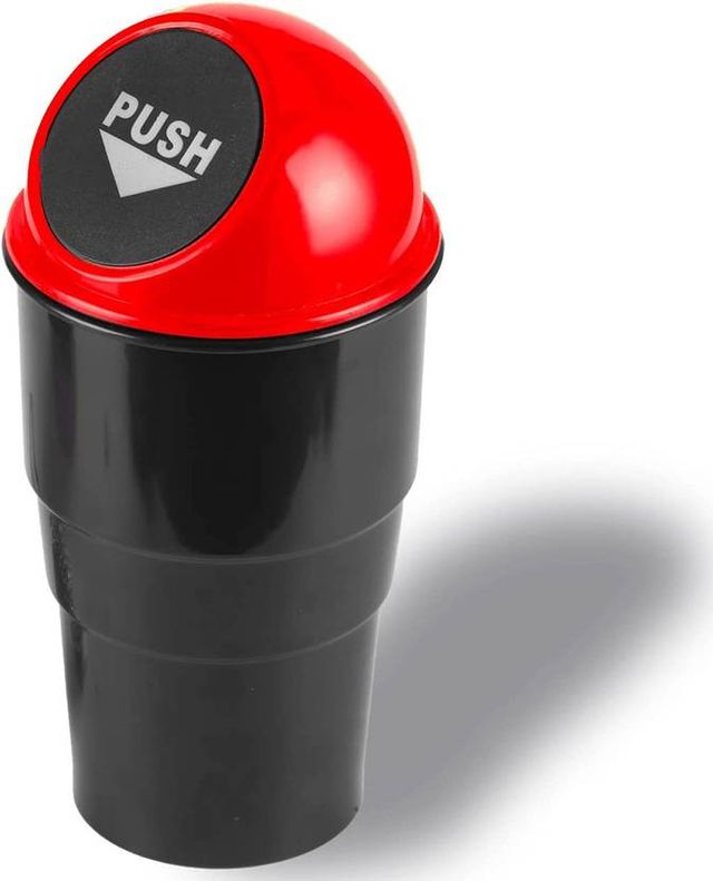 ClickUS Portable Mini Car Trash Can Cute Cup Holder with Leakproof Lid for Cars Office Plastic Dustbin